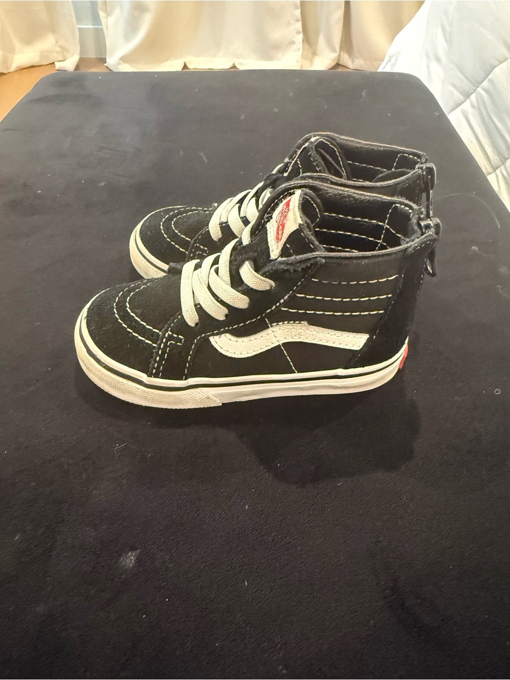 Vans Kids Black and White High-Top Skate Sneakers